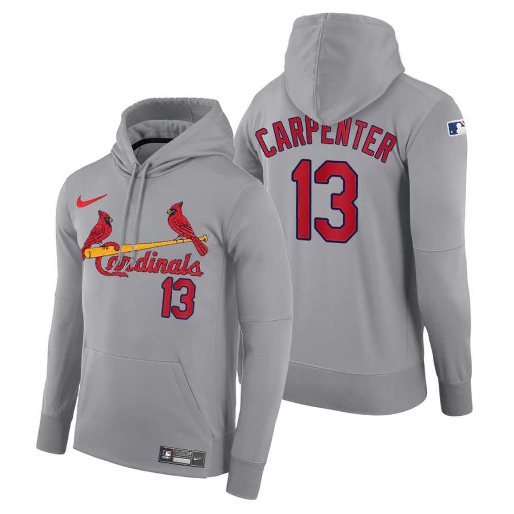 Men St.Louis Cardinals 13 Carpenter gray road hoodie 2021 MLB Nike Jerseys